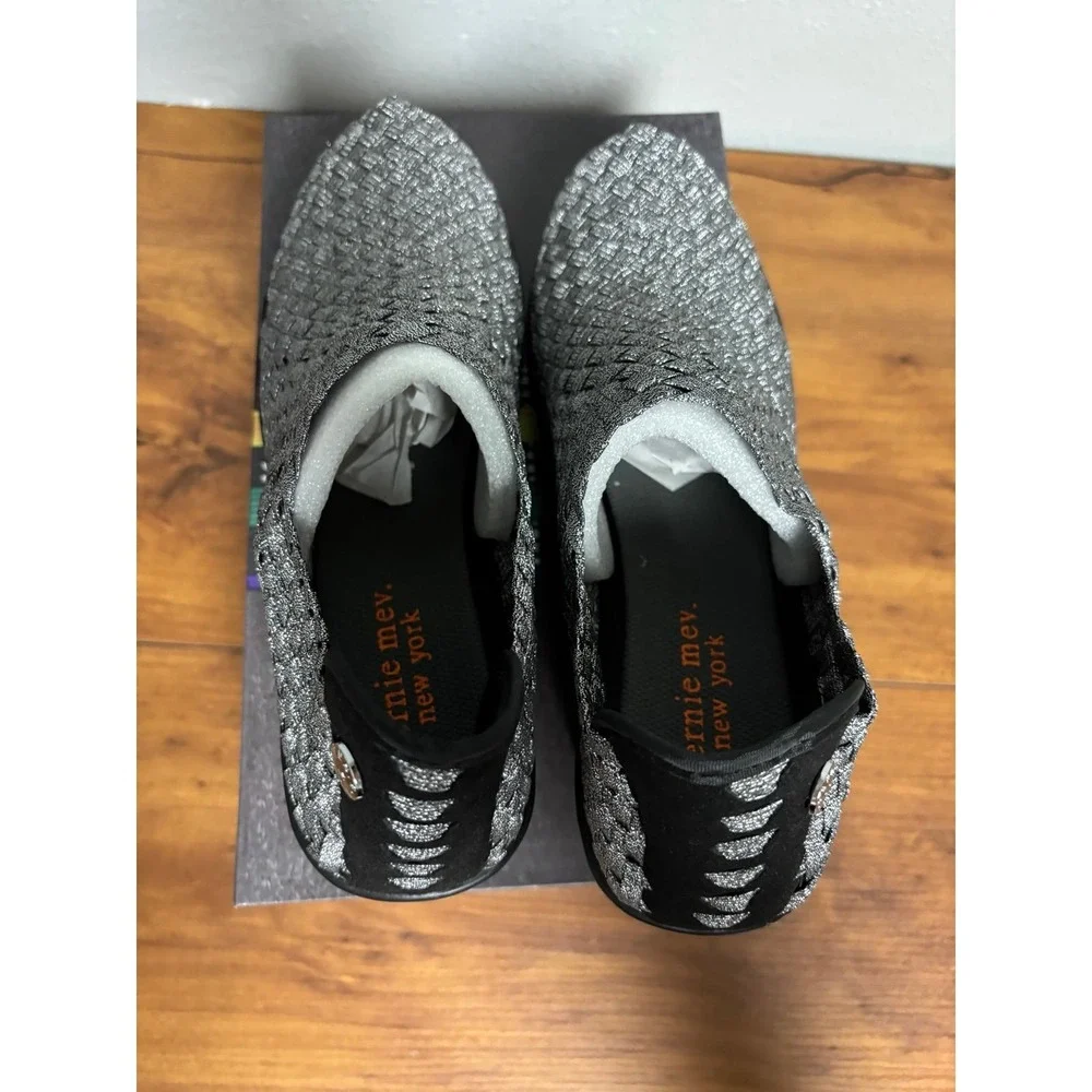 Bernie Mev Gem Pewter Woven Metallic Wedge Sneakers EU 38 US 7.5-8
